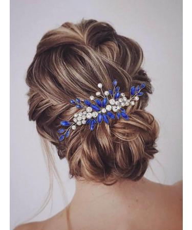 IYOU Women Bridal Hair Comb Blue Flower Hair Piece Party Wedding Hair Accessories for Bride and Bridemaids - Buy Online on GoSupps.com