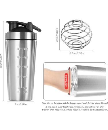 Premium 960ml Stainless Steel Protein Shaker - BPA Free Leak-Proof Clump-Free Silver Water Bottle with Scale - Buy Online on GoSupps.com