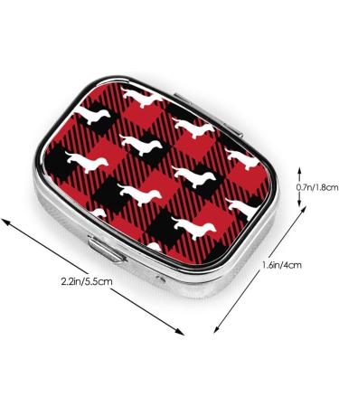 Portable Dachshund Buffalo Plaid Pill Case | Daily Pill Organizer for Travel | Best eCommerce Pill Storage - Buy Online on GoSupps.com