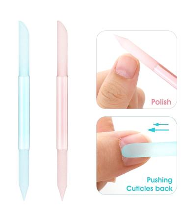 Sibba Glass Cuticle Pusher & Remover Set | Double Sided Trimmer Stick for Manicure | Professional Precision Nail Salon Tool | Blue & Pink - Buy Online on GoSupps.com