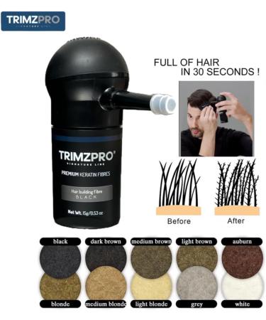 Trimzpro Signature Keratin Hair Fibres 14g - 10 Shades | Instant Thickening & Concealing Powder | Lock-In Tech for Natural Look & Durability | Hair Volumizer for Men & Women DARK BLONDE - Buy Online on GoSupps.com