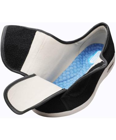 Women's Wide Width Diabetic Walking Shoes - Adjustable Comfort for Plantar Fasciitis, Bunions, Arthritis - 10.5 Wide Black - Buy Online on GoSupps.com