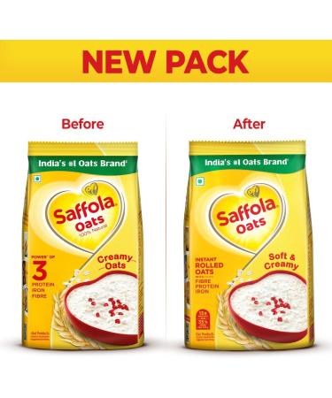  Saffola Saffola Oats instant rolled oats soft and creamy oats protein power iron and fiber nutritious cereals 200g - Buy Online on GoSupps.com