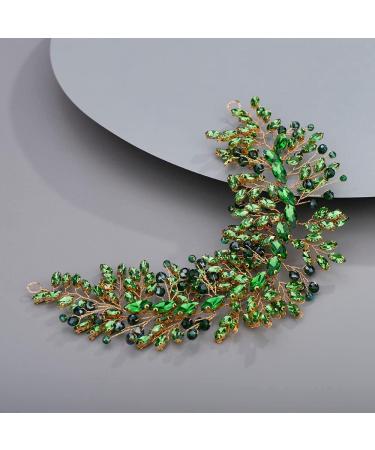 Chargances Bridal Crystal Hair Vine Wedding Green Rhinestone Headband Fashion Bride Gemstone Hair Vine Wedding Prom Flower Girl Hair Accessories for Women and Girls (Green) - Buy Online on GoSupps.com