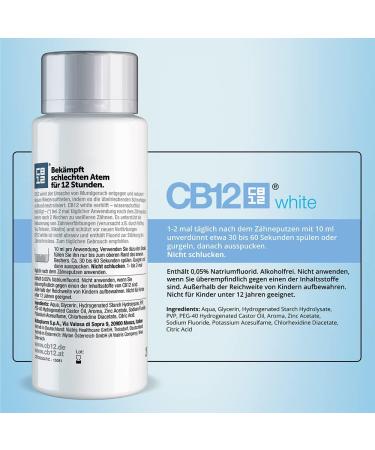 CB12 White Mouthwash - Alcohol-Free Mint Mint 250ml | Fresh Breath & White Teeth with Zinc Acetate & Chlorhexidine - Buy Online on GoSupps.com
