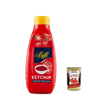 Italian Gourmet E.R. Biffi Tomato Ketchup with 100% Italian tomatoes 950g of tomato ketchup (fruity tomato flavor) + 400g gourmet Italian polpa