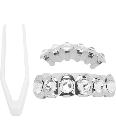 Shining Hip Hop False Teeth Halloween Festival Teeth Decoration Brace Reusable Easy Wearing & Remove Shiny Brass Material Complete Accessories Included (Silver) - Buy Online on GoSupps.com