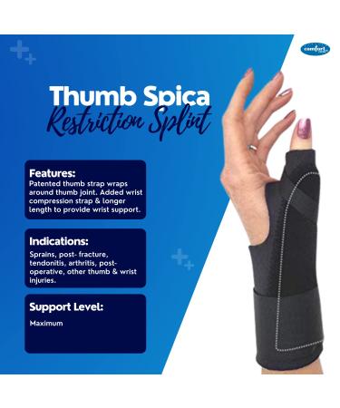 Comfort Cool Thumb Spica Brace - 3 Length Options - Moldable Rigid Support Stay - Arthritis, de Quervain's, Carpal Tunnel, Tendinitis - Mid/LG & X-LG - Buy Online on GoSupps.com