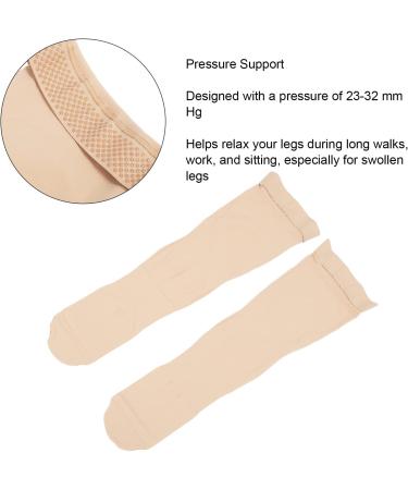 Plus Size Beige Thigh High Compression Socks 23-32 mmHg for Running & Sports - Buy Online on GoSupps.com