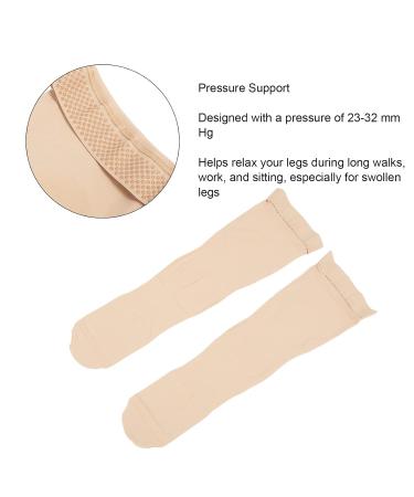 Thigh High Compression Stockings - Beige 23-32 mmHg Closed Toe for Varicose Veins - Sports Compression Gear - International Shipping Available - Buy Online on GoSupps.com