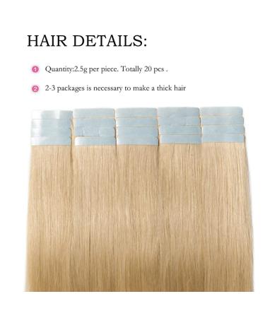 SEGO TAPE Extensions - Remy Real Hair Glue 20 Tressen Hellblond #613 18 (45cm) with 10 Free Tapes - Quality Hair Extensions for International Shipping - Buy Online on GoSupps.com