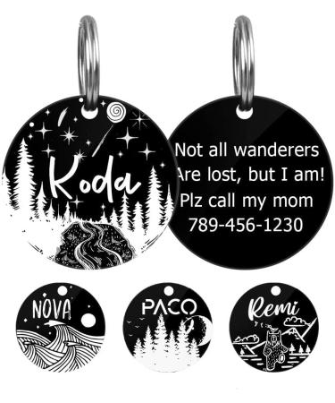 Customized Dog Name Tags Personalized Cat Tags Round Custom Stainless Steel Dog Tags Deep Engraved on Both Sides for Pets Laser Engraving Dog Collar Tag