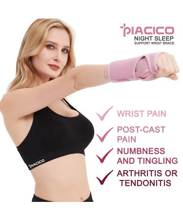 Night Sleep Wrist Support Brace | Adjustable Splint for Carpal Tunnel Relief, Wrist Pain, Sprains, Sports Injuries | Joint Instability | Fits Both Hands | Pink - Buy Online on GoSupps.com