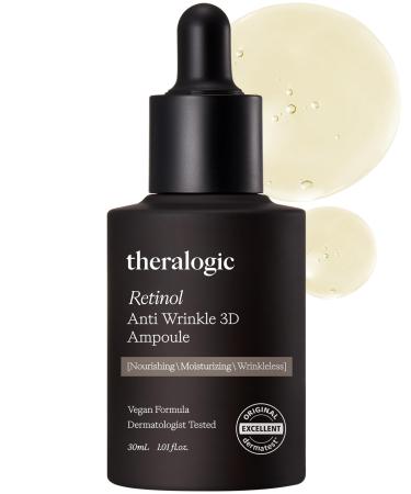 Retinol 3D Ampoule - Korean Retinol Vitamin A Face Serum - Pore Tightening & Refinement Night Skincare with German Retinol - Dermatologically Tested Vegan Formula 1.01 fl.oz.