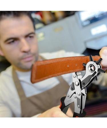 TOWOT Upgraded Leather Belt Hole Puncher Kit - Heavy Duty Rotary Punch for Belts, Saddles, Shoes, Fabric - 6 Holes, Orange - Buy Online on GoSupps.com