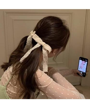 Limtula 1pc/1pair Bowknot Hair Clip Elegant Long Lace Bowknot Spring Hair Clip for Girl Photography Ponytail Styling Tiaras - Buy Online on GoSupps.com