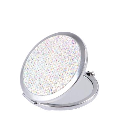 1pc Round Compact Mirror Pocket Mirror for Women Mini Pocket Mirror Bling Cosmetic Mirror Womens Wallets Folding Travel Mirror Girls Makeup Mirror Magnifier Diamond Miss