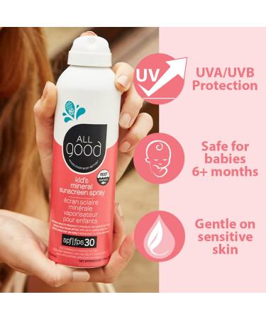 All Good Baby & Kids Sunscreen Spray SPF 30 - Zinc Oxide, Reef Friendly, Water Resistant - 6 oz (2-Pack) - Buy Online on GoSupps.com