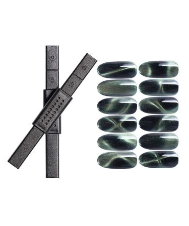 Shogpon 12 in 1 high -quality magnet stick magnetic pencil for perfect cat eyes effect DIY nail art tools use with 3d magnetic cat eye gel nail polish or powder (double head)
