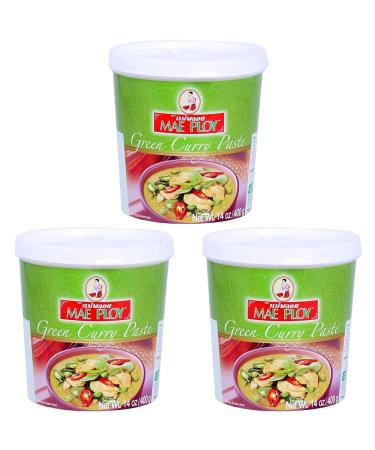 Mae Ploy Green Curry Paste (Pack of 3) Garlic 400 g (Pack of 3)