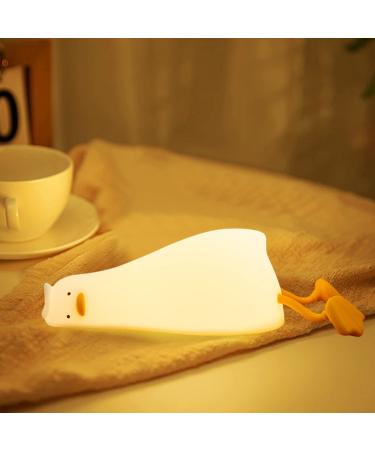 CooPark Duck Night Light for Kids Cute Lying Duck Touch Silicone Lamp Dimmable Animal Portable Timer Lamp with Warm Light for Baby Women's Bedroom Children's Room Nursery