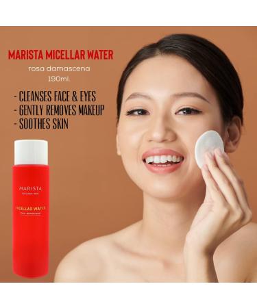 Micellar Cleansing Rose Water Marista Sensitive Skin Make-Up Remover For Face Eyes & Lips Soothing Pure Natural Rose Water Aloe Vera and Chamomile Extract 190ml - Buy Online on GoSupps.com