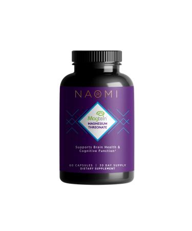 NAOMI Magnesium L-Threonate with 2 000mg Patented Magtein High Absorption Elemental Magnesium Memory Supplement - Brain Health Focus Nerve Support Heart Health Natural Sleep Aid 60 Veggie Caps