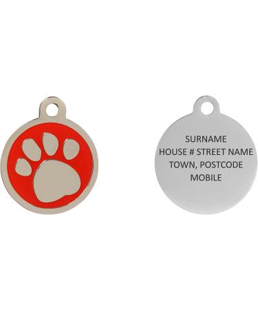 BWM Designer Customised Fashion Pet ID Tags Dog Tags | Dog Tag for Pets Laser Engraved & Personalised | ID Tags for Dogs & Cats | Durable & Strong Steel Split Ring - Red Paw Large PawRed Large - Buy Online on GoSupps.com