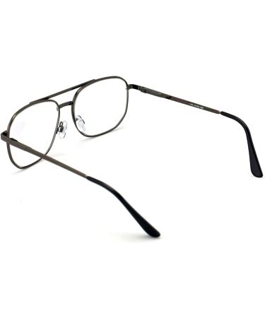 Bifocal Metal Tear Drop Reading Glasses - Big Lens Spring Hinge Square Reader | Clear Gunmetal 2.75x | International Shipping Available - Buy Online on GoSupps.com