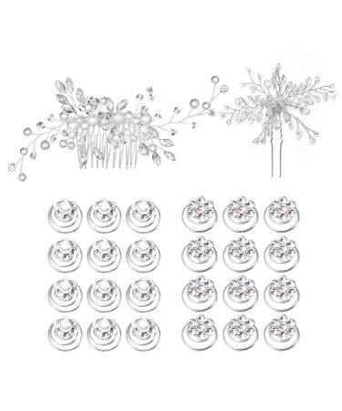 Csirnto bride flowers crystal hair spiders 26 piece of hair spiral hairpise pearls Strass spiral hairpin bride brewed flowers hair comb hair wedding hairpins rhinestone bride hair jewelry for bride