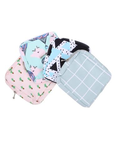 Healeved 4 pieces of storage bags for women's bandages Flower cosmetic bag Period Pay Pag Pad holder for period handbag polyester towel pocket girl aunt different color b