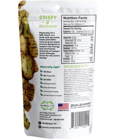 Barn Dad Nutrition SNXSmart Crispy Plant Protein Bites - Sour Cream Onion Flavor - 56g Protein - 7 Servings - 6.6oz Bag - Buy Online on GoSupps.com