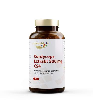 Pack of 3 Vita World Cordyceps Extract 500mg 3 x 100 Vegan Capsules CS-4 with Certificate of Analysis
