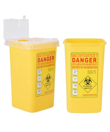 Sharps Container ANGGREK Sharps Container for Needles Tattoo Plastic Sharps Container Biohazard Needle Disposal 1L Size Waste Box Red Biohazard Container(Yellow)