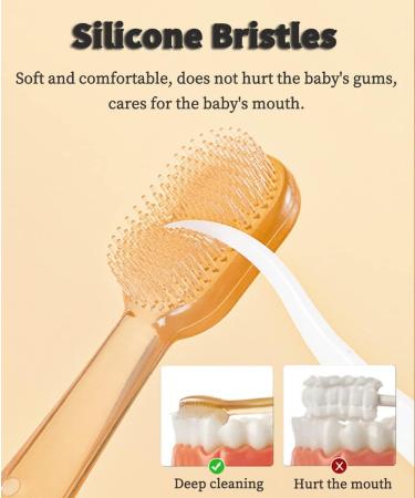 FOKiiBO Baby Silicone Toothbrush Set with Teether & Finger Brush - Amber - Buy Online on GoSupps.com