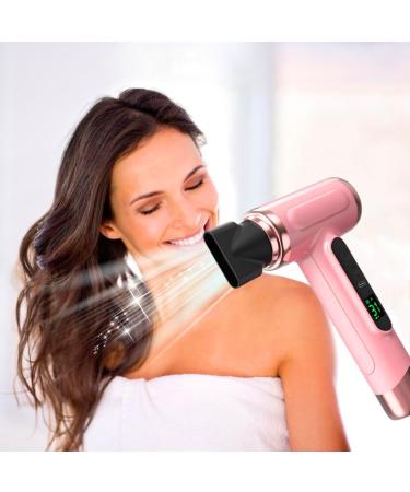 Handheld Cordless Hair Dryer w/Hot & Cold Wind USB Rechargeable Cordless Hair Dryer Portable Travel Blowdryer for Outdoor Indoor Pink