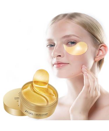 24k Gold Under Eye Patches 60PCS for Adults Self Care   Gel Under Eye Mask for Dark Circles and Puffiness  Collagen Eye Masks Pads for Eye Bags  Eye Patch for Puffy Eyes Women and Men Reduce Wrinkles (Gold)