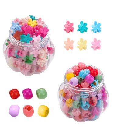 Trsnzul hair clip mini 100 pieces hair pearls clip with 50 pieces small flower hair clips hair clips colorful pearl hair clips hair beads mini hair clip clips small hair accessories (random colors)