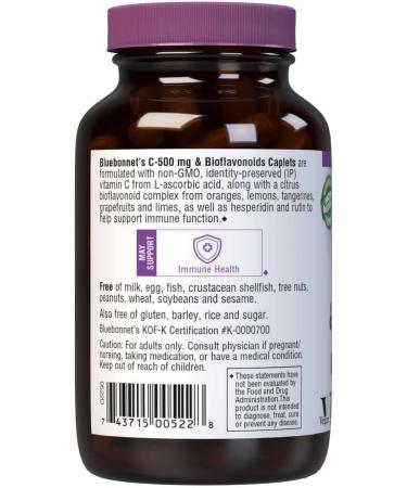 Bluebonnet Vitamin C 500 mg Plus Bioflavonoids Caplets 90 Count (743715005228) - Buy Online on GoSupps.com