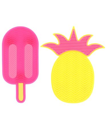Uonlytech 2PCs Silicon Make-up Matte Matte Beautiful Make-U-Up Suction Cup Cleaning Matte Portable Make-U-U-Up Water Cleaning Tool for Women Popsicle and Petter Form as shown