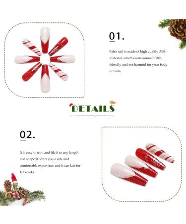 Vatocu Christmas Snowflakes Glitter False Nails - 24pcs Long Xmas Press on Nails for Women and Girls - Buy Online on GoSupps.com