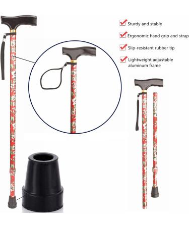 Walking Cane Portable Hand Walking Stick Walking Cane with Smooth Wood Handle Adjustable Walking Cane Lightweight and Stable Walking Stick Cane for Men & Women Canes for Seniors (Red) - Buy Online on GoSupps.com
