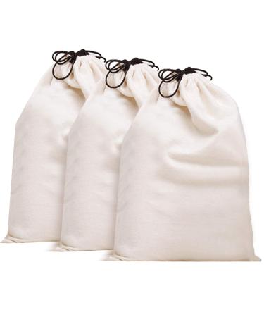 MISSLO Cotton Breathable Dust-Proof Drawstring Storage Pouch Bag (Pack 3 L) Large