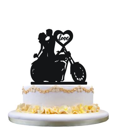 zhongfei Motorcycle Couple Wedding Cake Topper with love heart