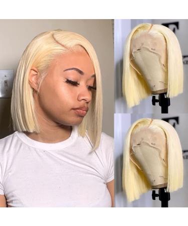 Candice Hair Short Bob Lace Front Wigs Human Hair 613 Blonde Bob Wig Glueless Straight Lace Wigs For Black Women Pre Plucked With Baby Hair (8 Inch) 8 Inch #613