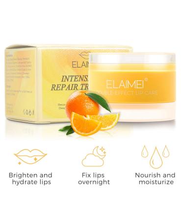Orange Lip Care Set: Lip Scrub, Lip Sleep Mask, Lip Polish Exfoliator, Moisturizing Lip Mask - Overnight Treatment - Buy Online on GoSupps.com