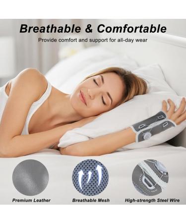NuCamper Left Hand Carpal Tunnel Wrist Brace - Adjustable Support for Arthritis & Wrist Pain - Night Stabilizer for Men & Women - Gray Compression Sleeve - Buy Online on GoSupps.com
