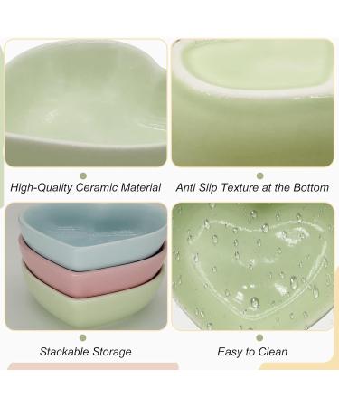 LuckyOpt Ceramic Heart-shaped Hamster Bowl - Small Pet Food and Water Bowl for Hamster, Guinea Pig, Gerbil, Hedgehog, Chinchilla, Parrot - Green - Buy Online on GoSupps.com