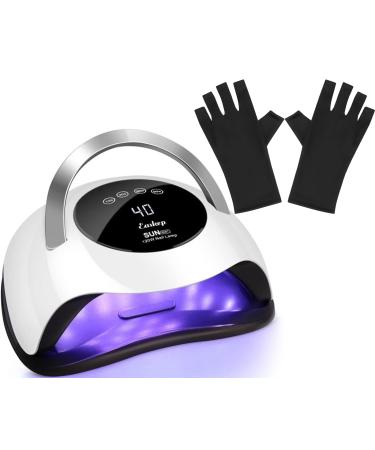 UV LED Nail Lamp Easkep 120W Nail Lamp for Gel Polish 36 Beads Gel Lamp for Nails with LCD Touch Screen/4 Timer Setting/Auto Sensor with 1 Paires Anti-UV Golves Nail Art DIY Tools Home Salon Use A-120w-white