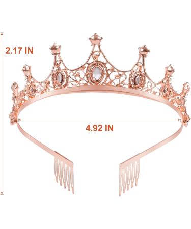 Rose Gold Tiara Crown Headband for Girls - Perfect for Parties, Dances, Weddings - 1 Pack - Buy Online on GoSupps.com